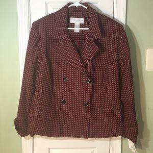 Sag Harbor blazer double breasted plaid button jacket 22W
